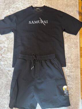SAMURAI Black Graphic Tee & Shorts Set